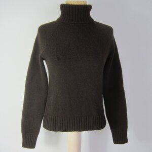 Vtg Ralph Lauren Women S Brown Cashmere Merino Wool Angora  Turtleneck Sweater